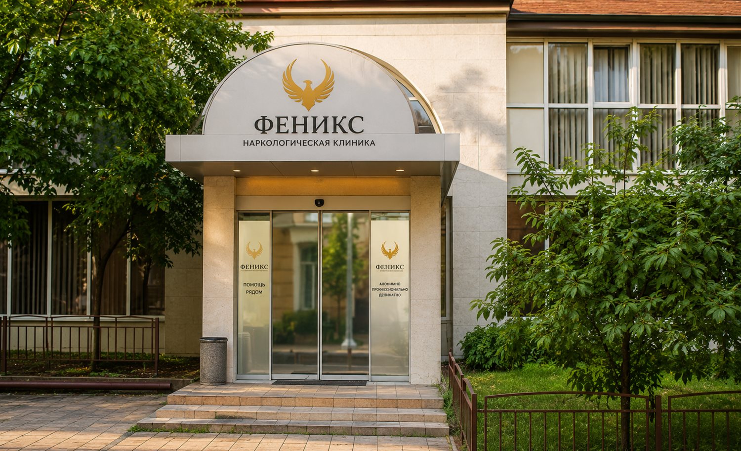 Вход в наркологическую клинику «Феникс» в Олонце